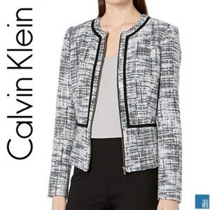 Calvin Klein Women's Novelty Piped Zip Front Jacke